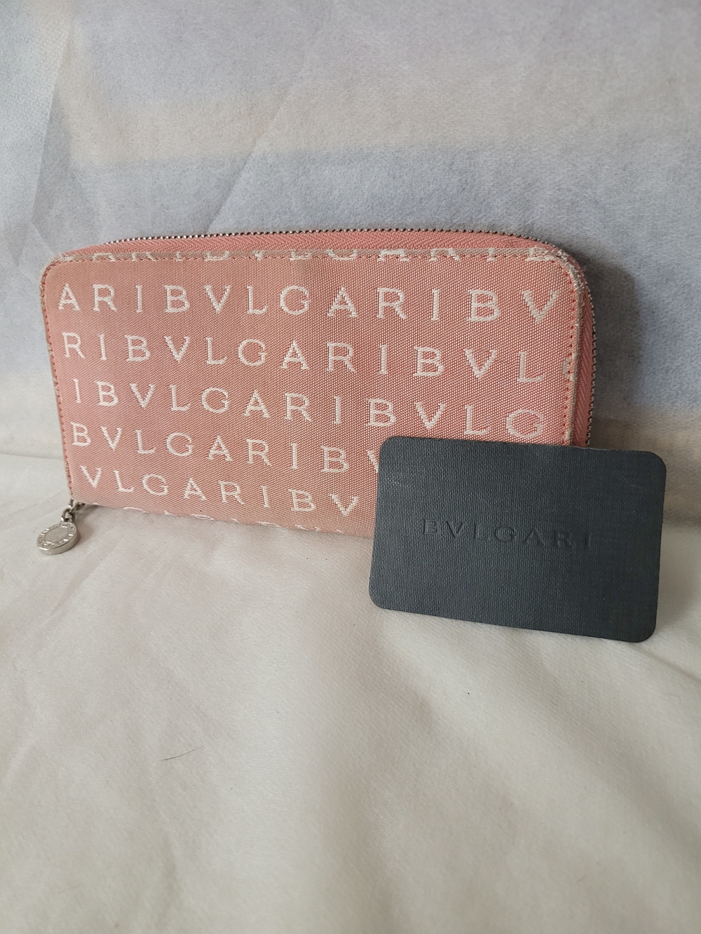 BVLGARI Pink Logomania Wallet with Mongram Canvas, Rehabbed